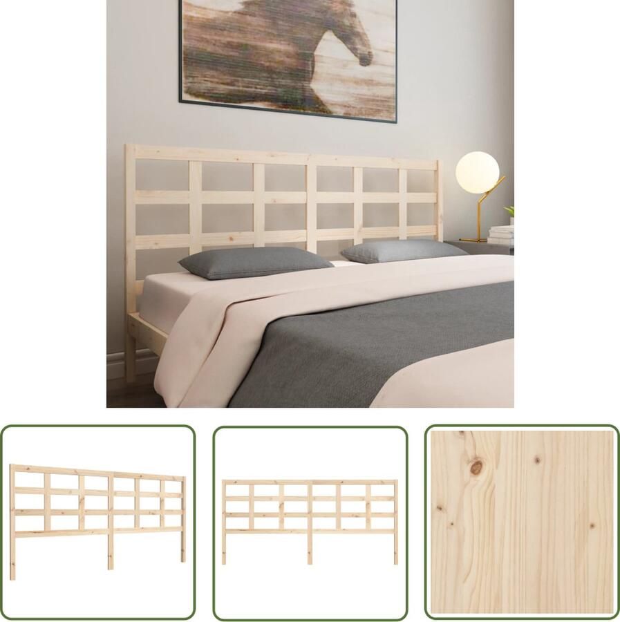 The Living Store Houten Hoofdeinde Grenenhout 205.5 x 4 x 100 cm Rustiek Houten Hoofdbord Hoofddekens Beddecoratie Slaapkamers Grenenhout Meubilair