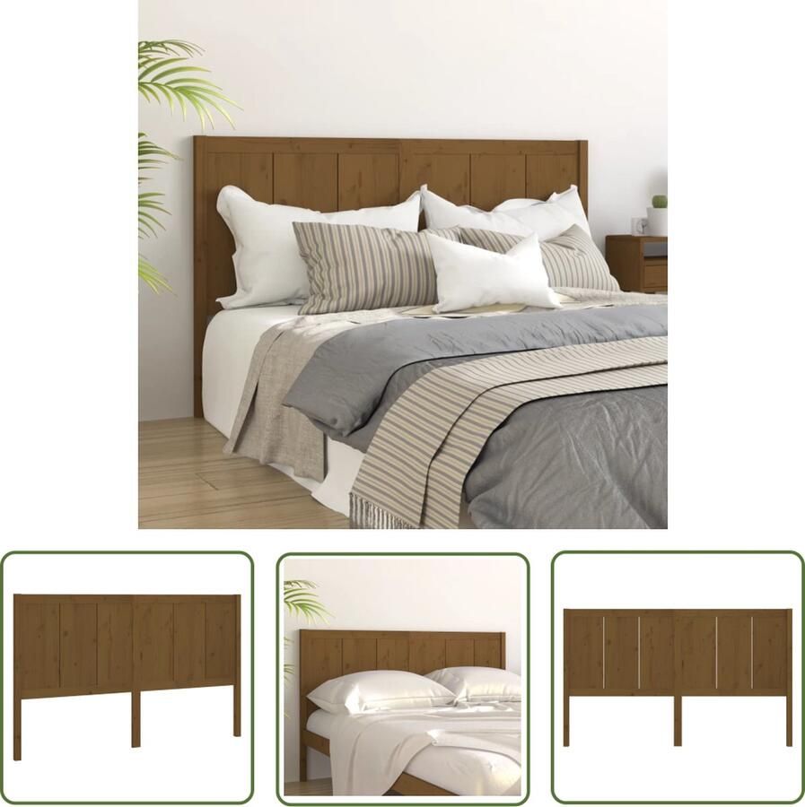 The Living Store Houten Hoofdeinde Grenenhout 205.5 x 4 x 100 cm Honingbruin Houten Hoofdbord Hoofddekens Beddecoratie Slaapkamers Grenenhout Meubilair