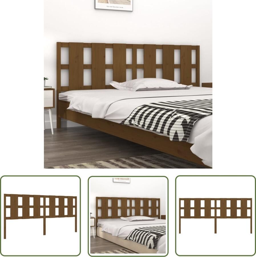 The Living Store Houten Hoofdeinde Grenenhout 205.5 x 4 x 100 cm Honingbruin Houten Hoofdbord Hoofddekens Beddecoratie Slaapkamers Grenenhout Meubels