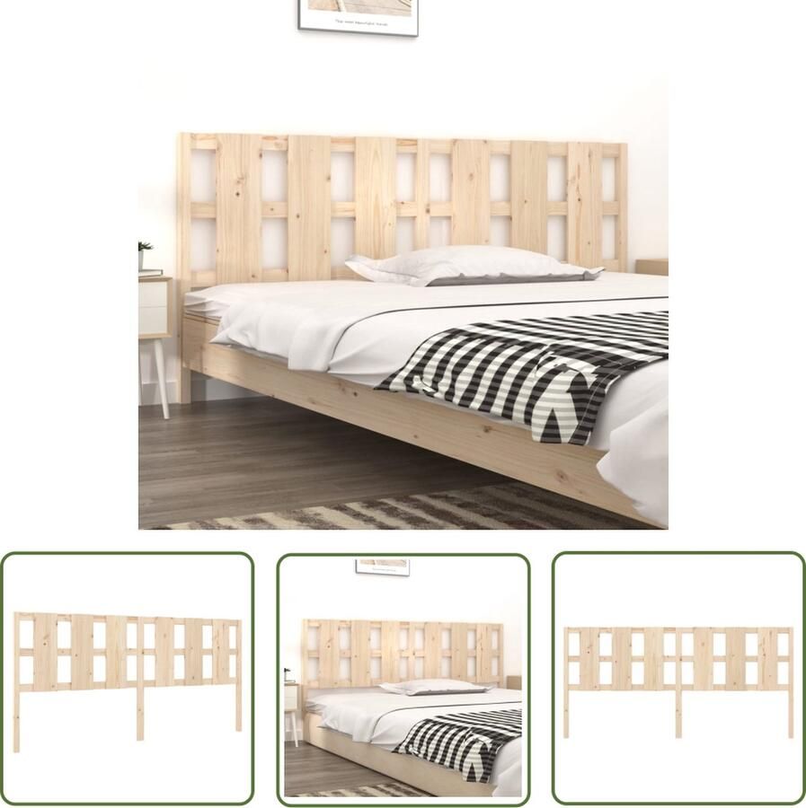 The Living Store Houten Hoofdeinde Onbehandeld Grenenhout 205.5 x 4 x 100 cm Rustiek design Houten Hoofdbord Hoofddekens Slaapkamers Bedstee Rustiek Interieur