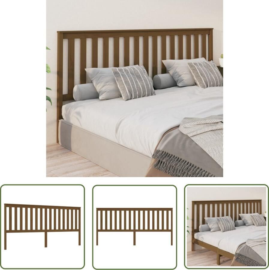 The Living Store Houten Hoofdeinde Grenenhout 206 x 6 x 101 cm Honingbruin Houten Hoofdbord Hoofddekens Beddecoratie Slaapkamer Meubels Grenenhout Meubel