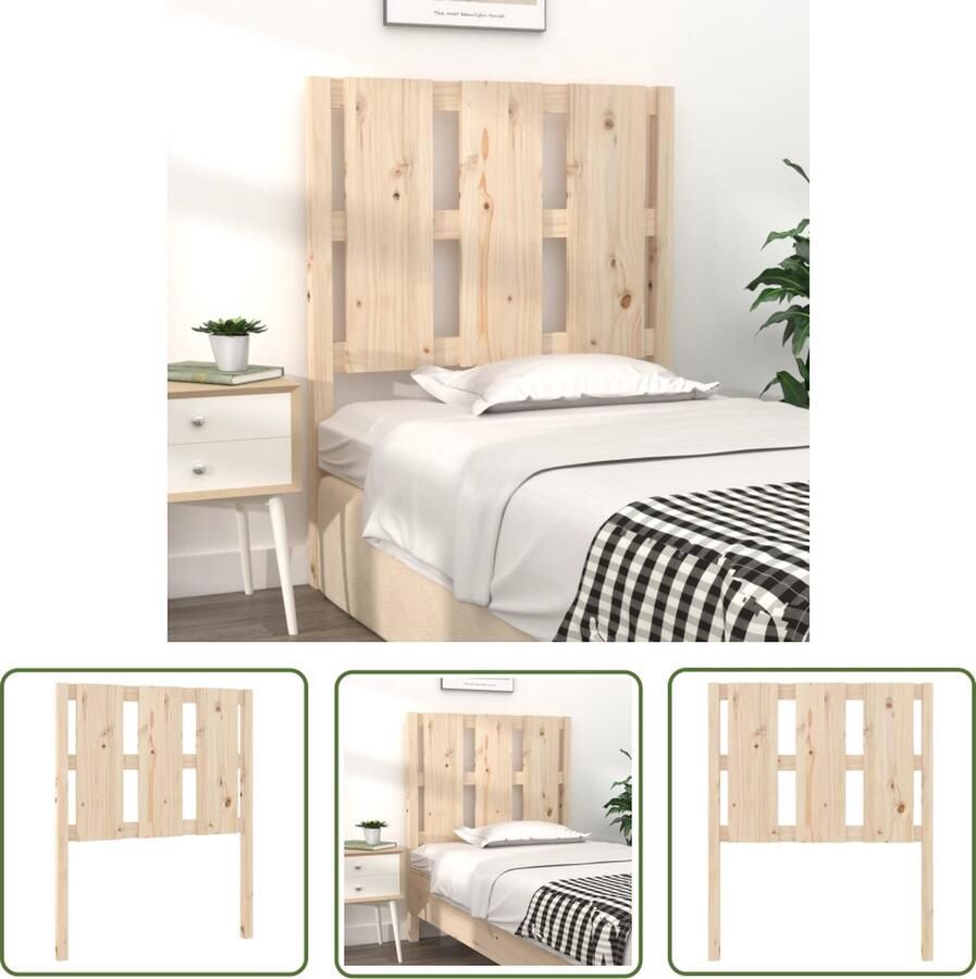 The Living Store Houten Hoofdeinde 80.5 x 4 x 100 cm Massief Grenenhout Houten Hoofdbord Hoofddekens Beddecoratie Slaapkamers Massief Hout