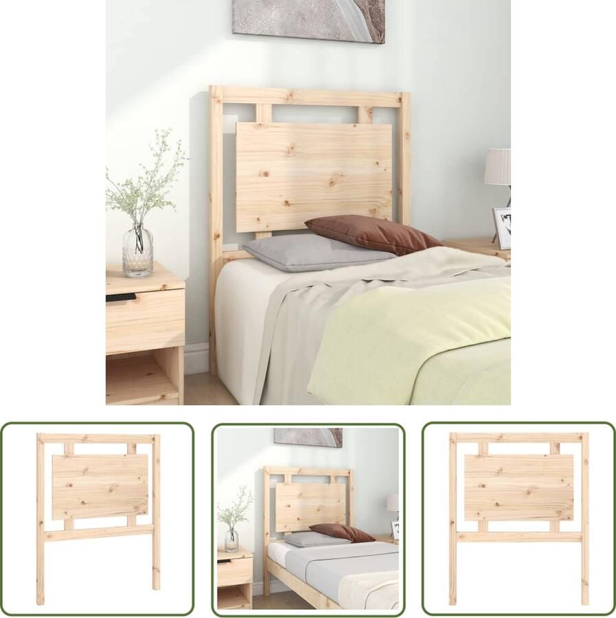The Living Store Houten Hoofdeinde Hoogwaardig Massief Grenenhout Rustieke Charme Comfortabele Ondersteuning 80.5 x 4 x 100 cm Houten Hoofdbord Hoofddekens Beddecoratie Slaapkamers Rustiek Meubilair