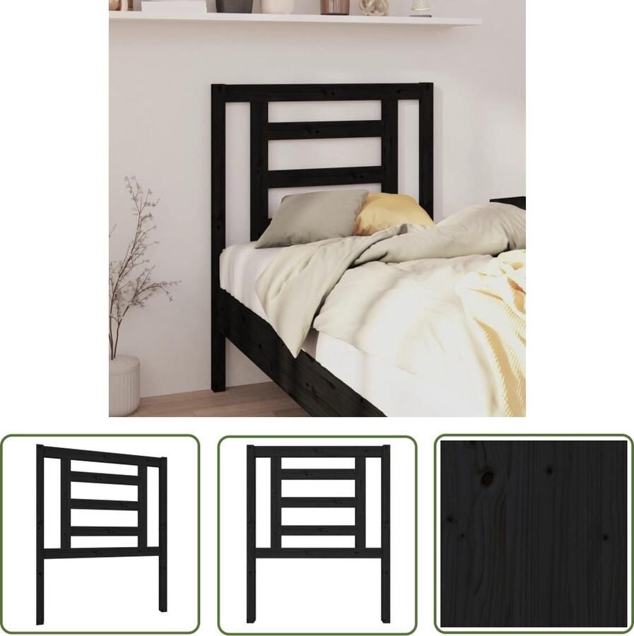 The Living Store Hoofdbord 81x4x100 cm massief grenenhout zwart Houten Hoofdbord Hoofddekens Zwarte Hoofdbord Designs Bedroom Decor