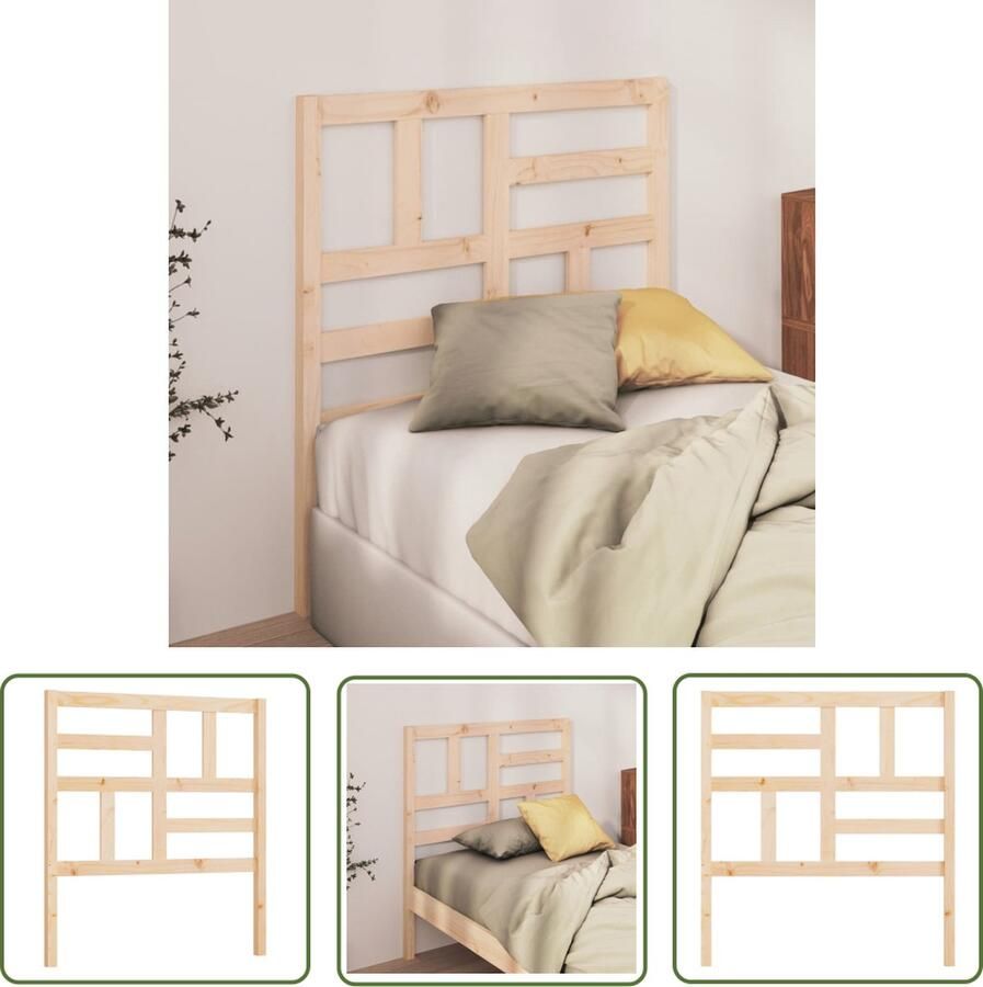 The Living Store Houten Hoofdeinde Grenenhout 81 x 4 x 104 cm Trendy design Houten Hoofdbord Hoofddekens Beddecoratie Slaapkamers Grenenhout Meubels