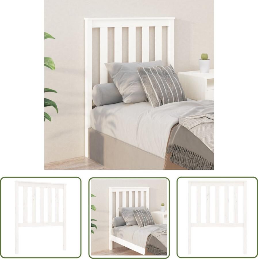 The Living Store Houten Hoofdeinde 81 x 6 x 101 cm Wit Grenenhout Houten Hoofdbord Hoofddekens Beddecoratie Slaapkamers Grenenhout Meubels