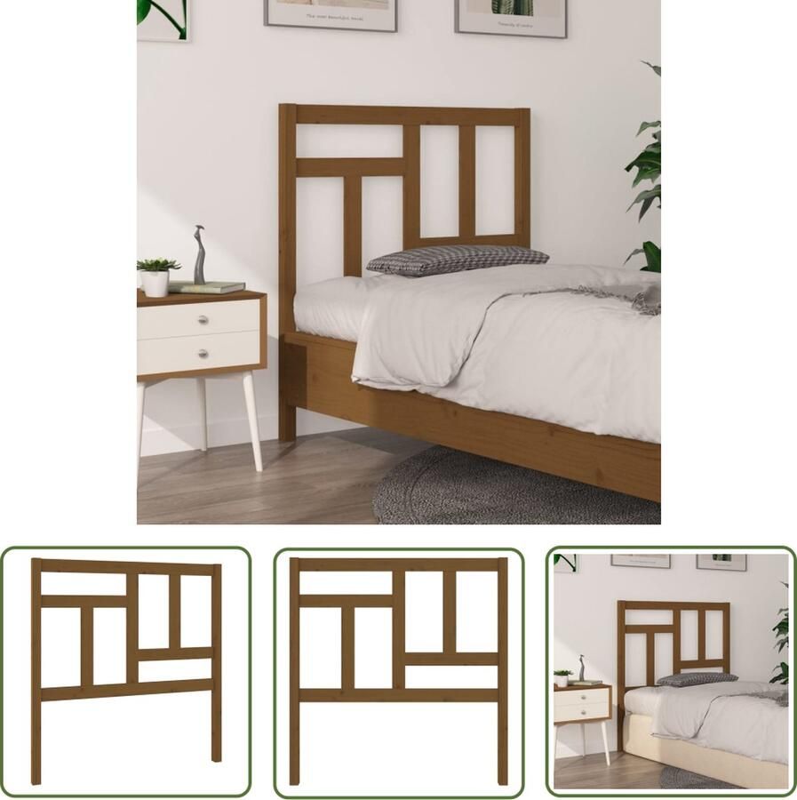 The Living Store Houten Hoofdeinde Grenenhout 95.5 x 4 x 100 cm Honingbruin Houten Hoofdbord Hoofddekens Beddecoratie Slaapkamers Grenenhout Meubilair