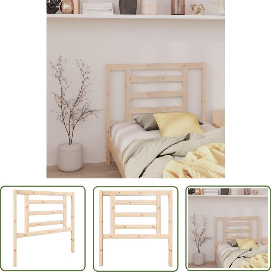 The Living Store Houten Hoofdeinde 96 x 4 x 100 cm Massief Grenenhout Houten Hoofdbord Hoofddekens Beddecoratie Slaapkamers Massief Hout - Foto 2