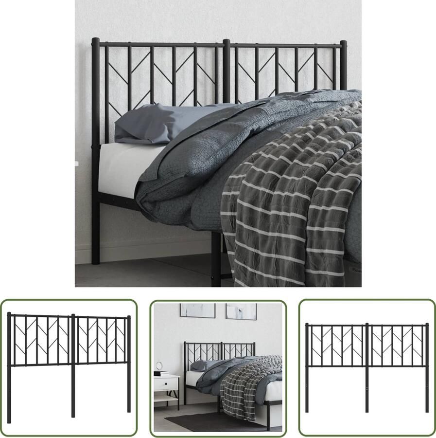 The Living Store Hoofdbord Metaal 125x90 cm Robuuste Staal Hoofdbord Hoofddekking Beddecoratie Metalen Hoofdbord Zwart Hoofdbord