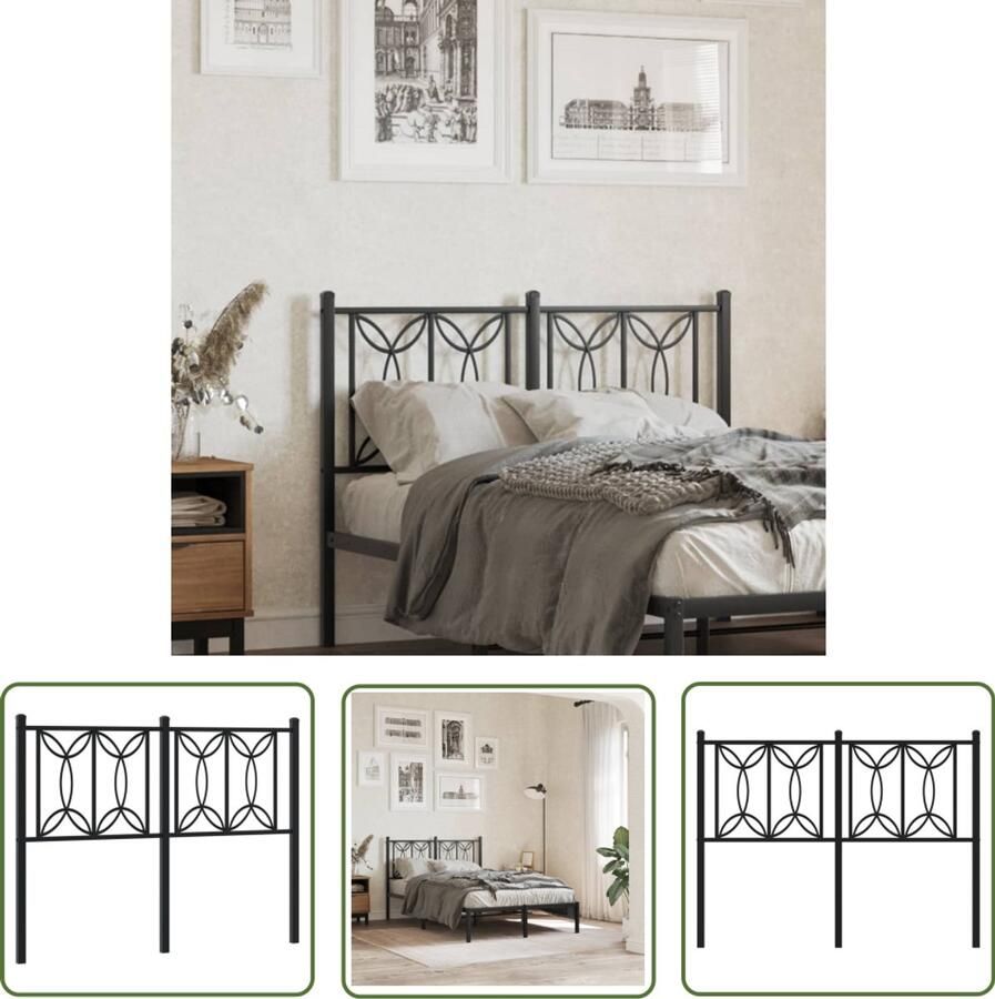 The Living Store Hoofdbord Staal Zwart 125 x 90 cm Stabiele Poten Comfortabele Ondersteuning Hoofdbord Hoofddekking Beddecoratie Staal Hoofdbord Zwart Hoofdbord