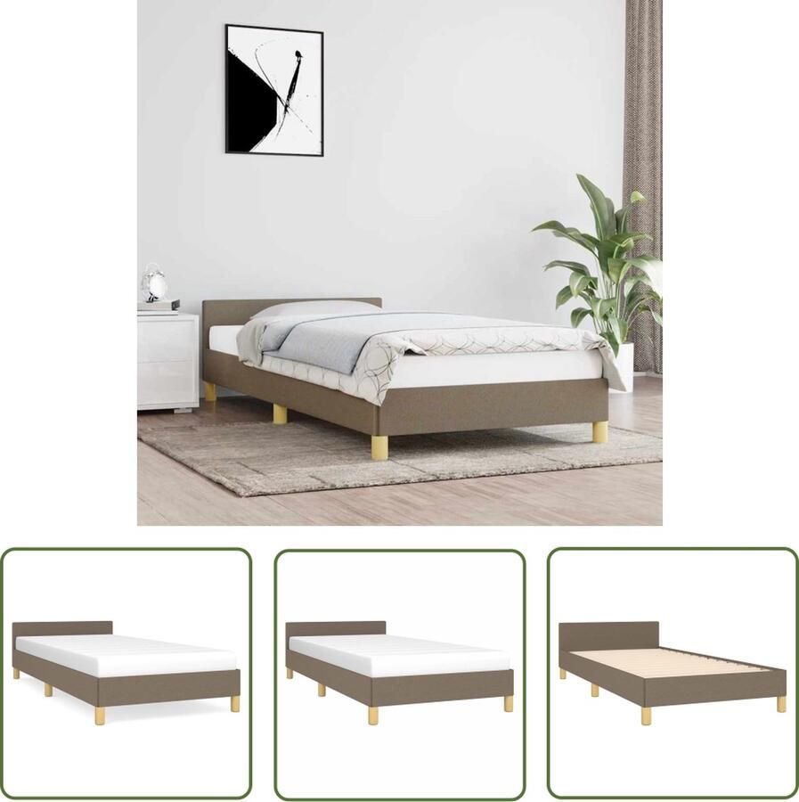 The Living Store Bedframe met hoofdeinde stof taupe 90x190 cm Bedframe Met Hoofdeinde Bedframes Met Hoofdeindes Bed Slaapmeubel Ledikant Bedbodem Tweepersoonsbed Bedden Slaapmeubels Slaapmeubelen Slaapmeubilair - Foto 2