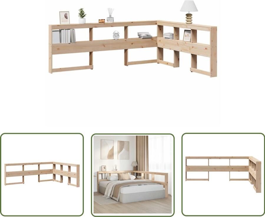 VidaXL Boekenkast Hoofdeinde L-vormig 140 cm massief grenenhout Boekenkast Hoofdeinde Massief Hout Grenenhout Slaapkamer