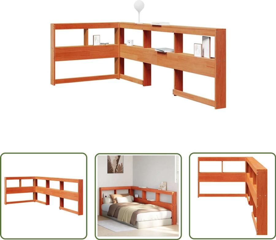 VidaXL Hoofdeinde Boekenkasten Boekenkast Hoofdeinde L-vormig 75 cm grenenhout wasbruin Slaapkamerdecoratie Houten Hoofdeinde Grenenhout