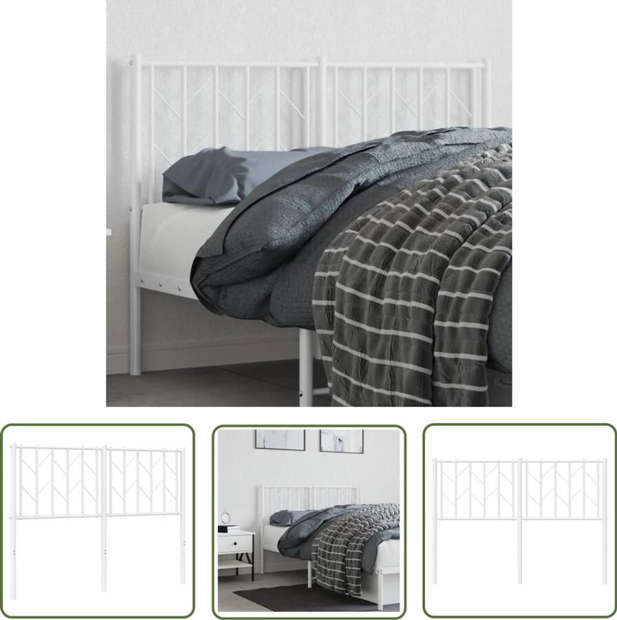 The Living Store Hoofdbord Metalen Hoofdbord 125 x 4 x 90 cm Wit Staal Hoofd Bord Hoofdeinde Bedhoofdeinde Hoofdboard Slaapkamers