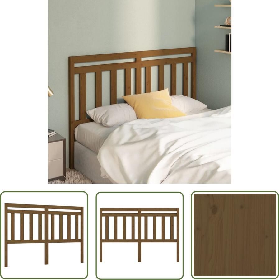 The Living Store Houten Hoofdeinde 126 x 4 x 100 cm Klassieke Uitstraling Hoofd Bord Hoofdeinde Houten Hoofdbord Grenenhoute Hoofdbord Bruine Hoofdbord