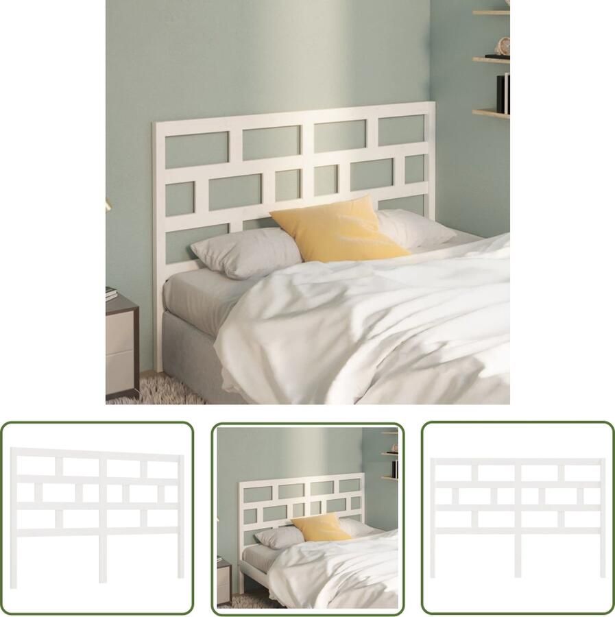 The Living Store Hoofdbord 141x4x100 cm massief grenenhout wit Hoofd Bord Hoofdeinde Grenenhout Hout Klassiek