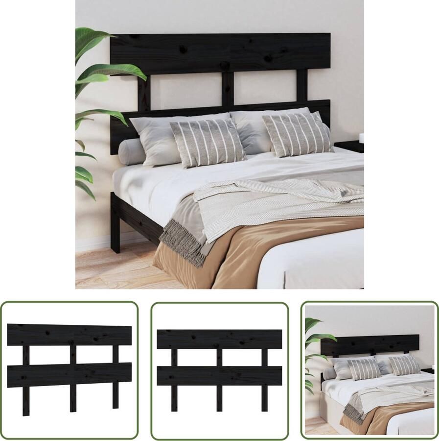 The Living Store Houten Hoofdeinde Zwart Grenenhout 144 x 3 x 81 cm (B x D x H) Montage vereist Hoofd Bord Hoofdeinde Houten Hoofdbord Beddecoratie Slaapkamerstijl