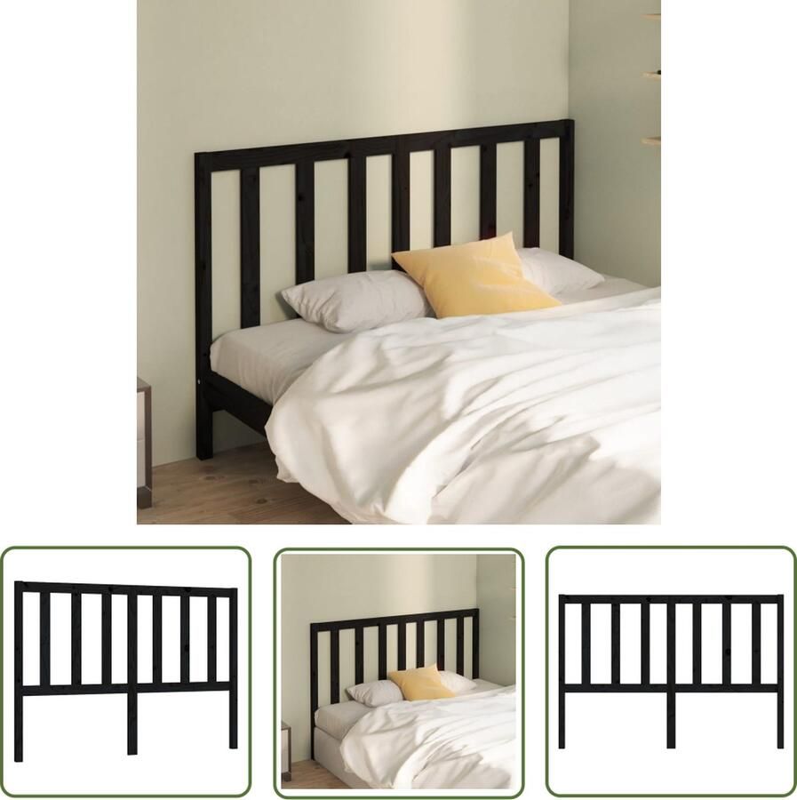 The Living Store Houten Hoofdeinde Zwart 146 x 4 x 100 cm Klassiek Design Hoofd Bord Hoofdeinde Houten Hoofdbord Hoofdborden Slaapkamer Decoratie