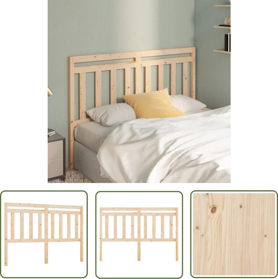 The Living Store Houten Hoofdeinde Grenenhout 156 x 4 x 100 cm Klassieke Uitstraling Hoofd Bord Hoofdeinde Beddecoratie Houten Hoofdbord Grenenhout