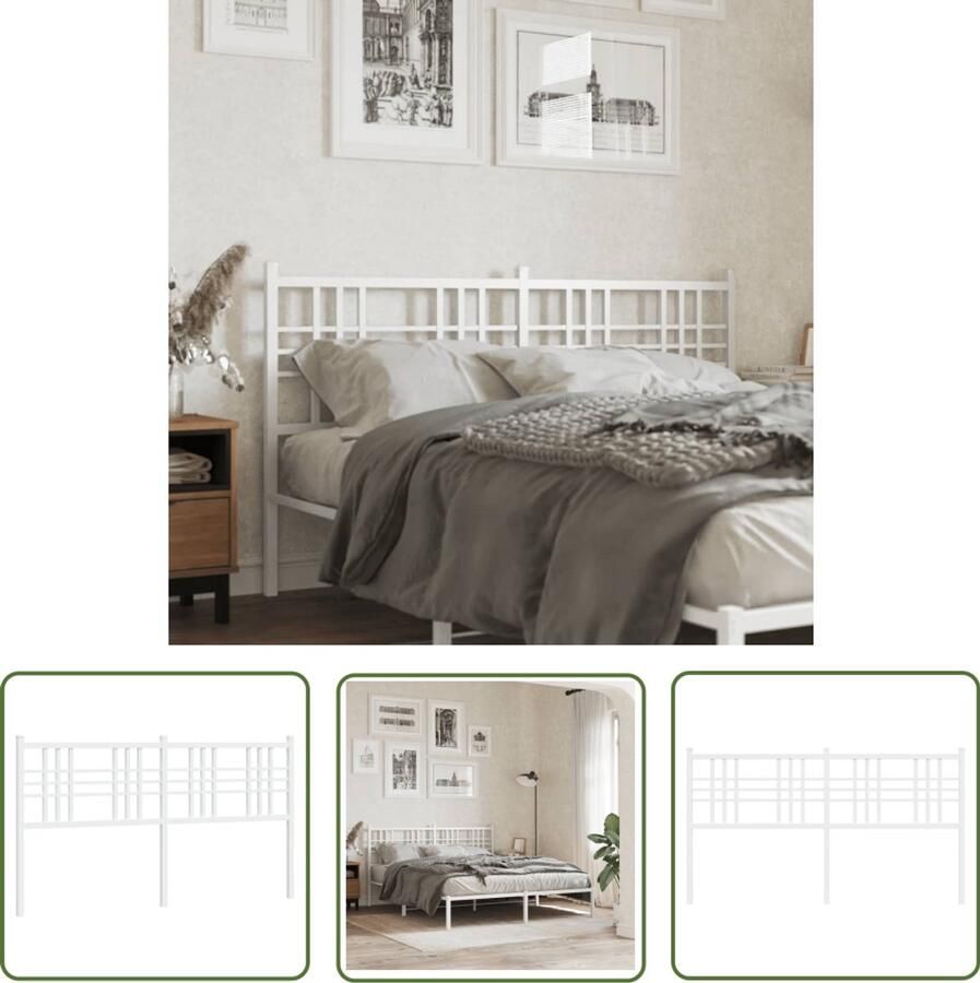 The Living Store Stalen Hoofdbord 166 x 90 cm Wit Rechte Vierkante Buizen Hoofd Bord Hoofdeinde Beddecoratie Staal Hoofdbord Wit Hoofdbord