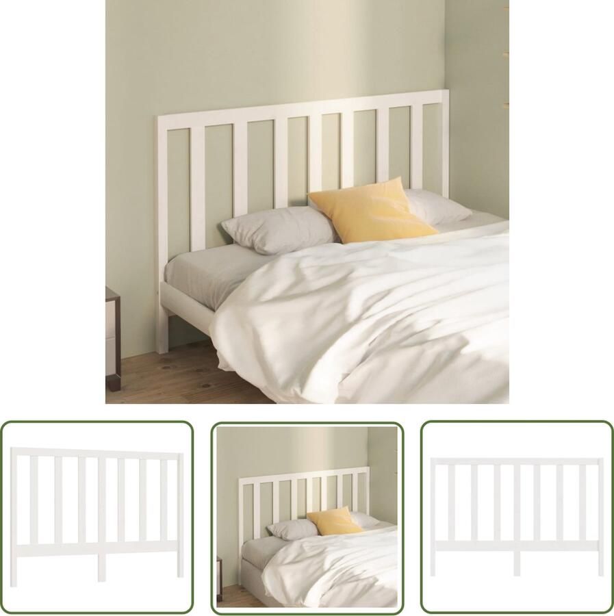The Living Store Hoofdbord 166x4x100 cm massief grenenhout wit Hoofd Bord Hoofdeinde Grenenhout Wit Beddecoratie