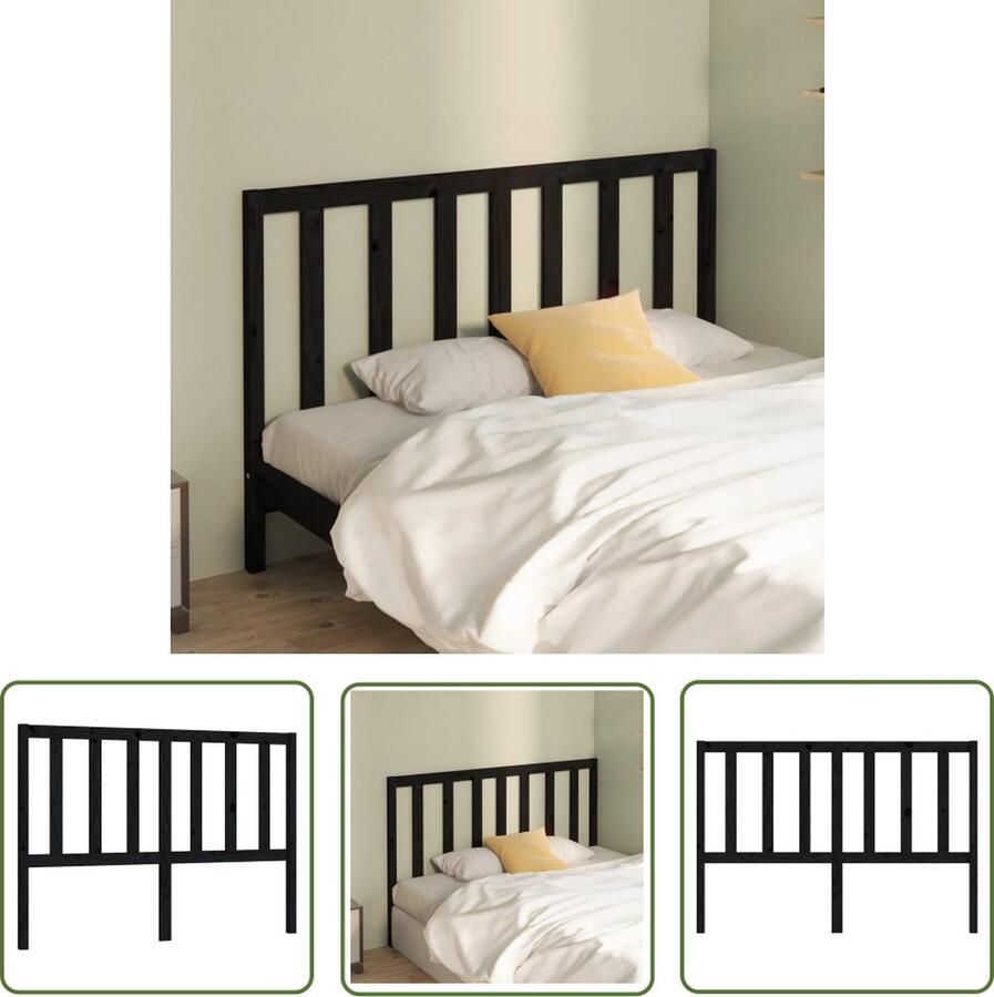The Living Store Hoofdeinde Organik Zwart 166 x 4 x 100 cm Massief Grenenhout Hoofd Bord Hoofdeinde Houten Hoofdbord Massief Grenenhout Zwart Hoofdbord
