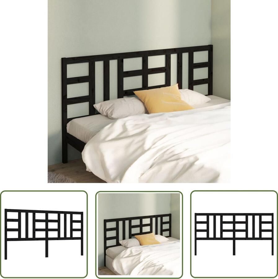 The Living Store Houten Hoofdeinde Zwart 186 x 4 x 100 cm Klassieke uitstraling Hoofd Bord Hoofdeinde Houten Hoofdbord Beddecoratie Slaapkamers