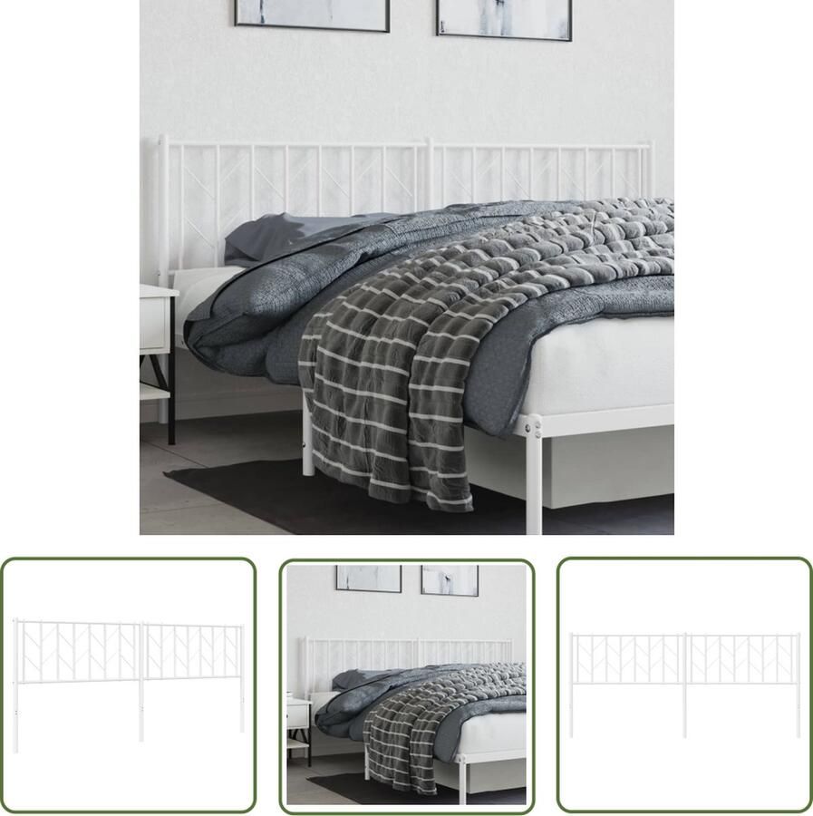 The Living Store Hoofdbord Staal 198 x 4 x 90 cm Wit Hoofd Bord Hoofdeinde Bedding Slaapkamer Decoratie Staal Hoofdbord