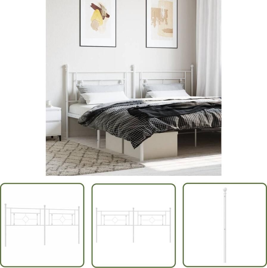 The Living Store Modern Hoofdbord 206 x 3 x 97 cm Gepoedercoat staal Hoofd Bord Hoofdeinde Beddecoratie Modern Hoofdbord Staal Hoofdbord