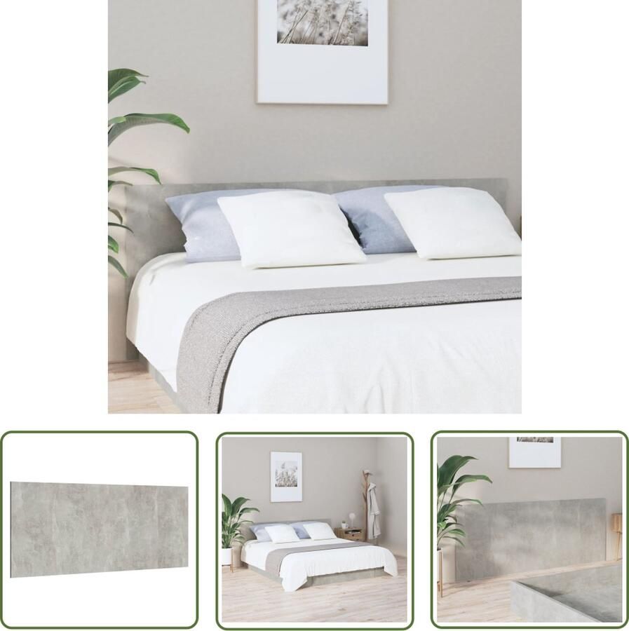 The Living Store Hoofdeinde Betongrijs 200 x 1.5 x 80 cm Klassieke uitstraling Hoofd Bord Hoofdeinde Beton Grijs Houten Hoofdbord Beddecoratie