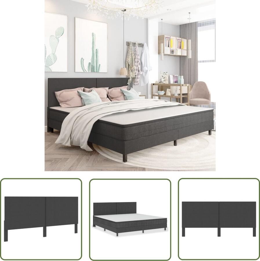 The Living Store Hoofdbord Elegant Charme Materiaal- Stof en MDF Afmetingen- 201x116x3.8 cm Geschikt voor 200x200 cm bedframe Hoofd Bord Hoofdeinde Slaapkamer Decoratie Stoffen Hoofdbord Grijs Hoofdbord