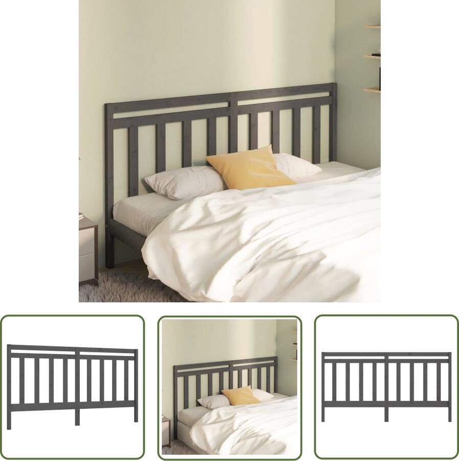 The Living Store Hoofdeinde Klassiek 206 x 4 x 100 cm Grijs Massief Grenenhout Hoofd Bord Hoofdeinde Beddecoratie Houten Hoofdbord Klassieke Hoofdbord