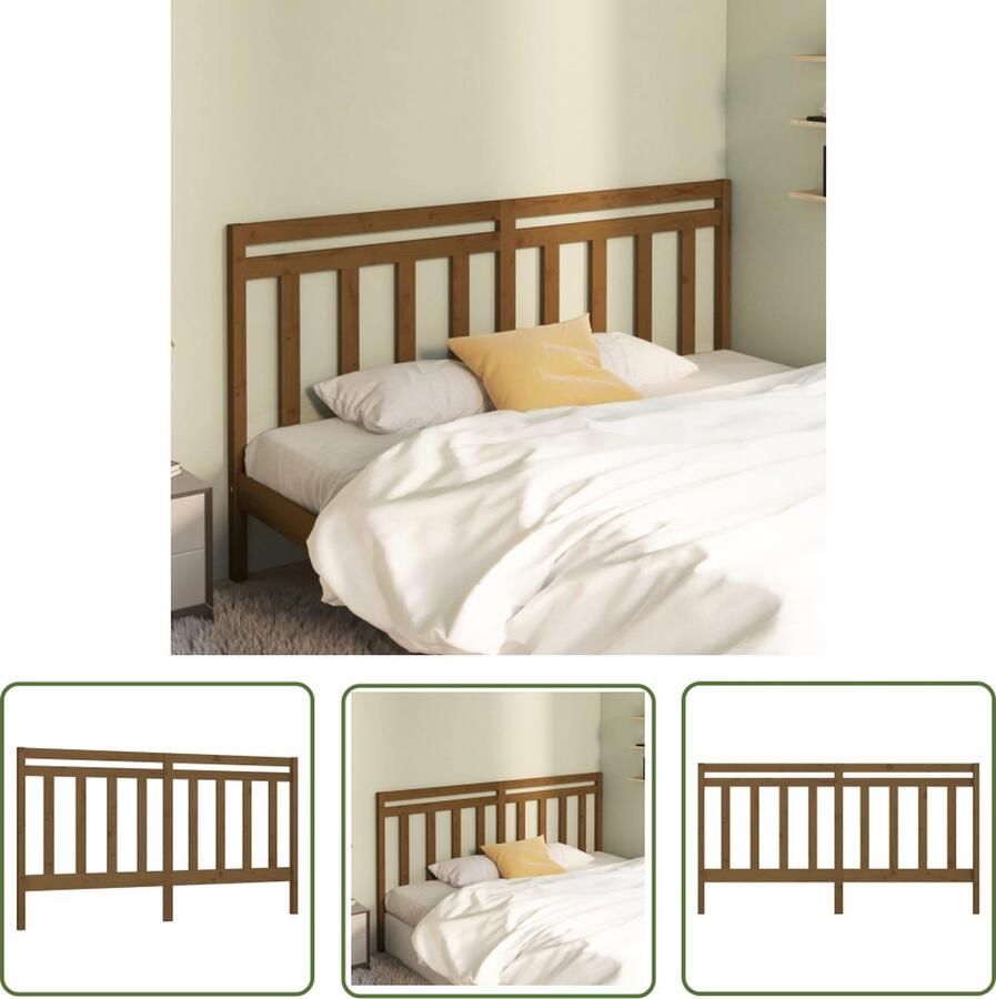 The Living Store Hoofdbord 206x4x100 cm massief grenenhout honingbruin Hoofd Bord Hoofdeinde Beddecoratie Grenenhout Meubels Bruine Meubels