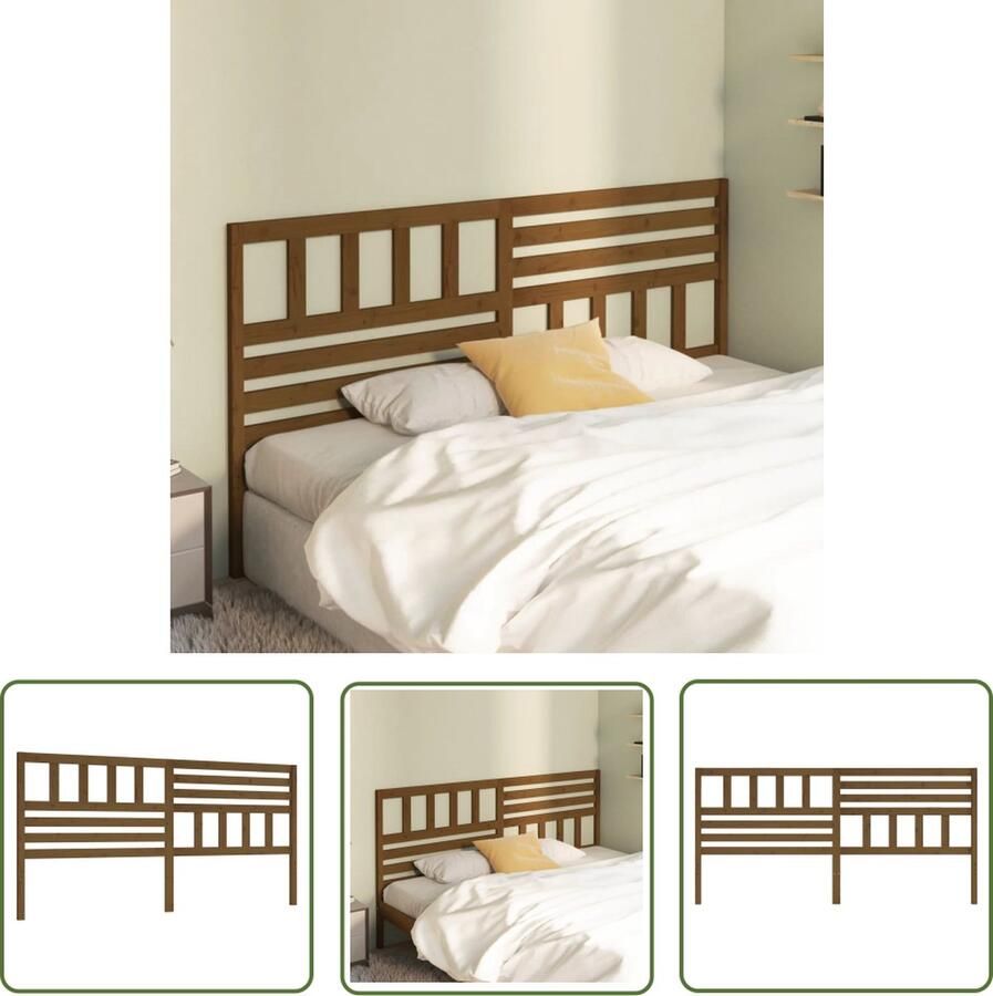 The Living Store Hoofdbord 206x4x100 cm massief grenenhout honingbruin Hoofd Bord Hoofdeinde Bedding Kamerdecoratie Hout