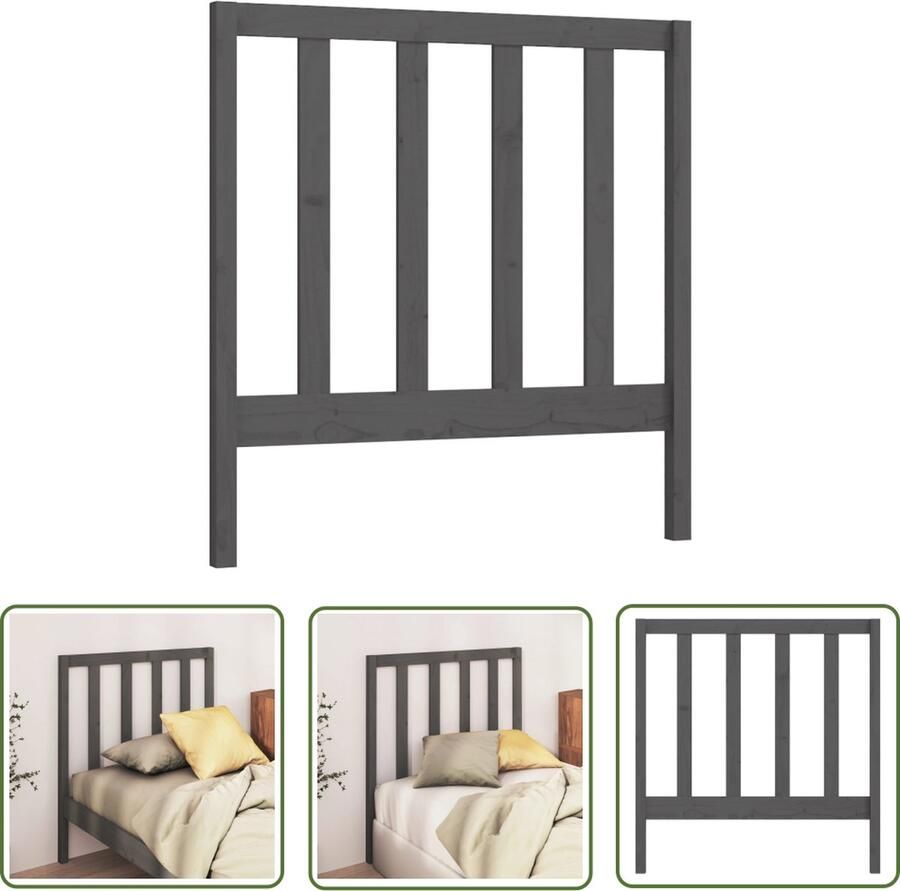 The Living Store Houten Hoofdeinde Grijs 81 x 4 x 100 cm Klassieke uitstraling Houten Hoofdbord Hoofdeinde Klassieke Uitstraling Grieze Hoofdbord Massief Grenenhout - Foto 2