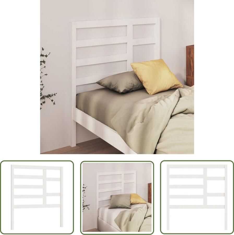 The Living Store Hoofdbord Grenenhout Wit 81 x 4 x 104 cm Klassieke uitstraling Hoofd Bord Hoofdeinde Beddecoratie Houten Hoofdbord Klassieke Stijl