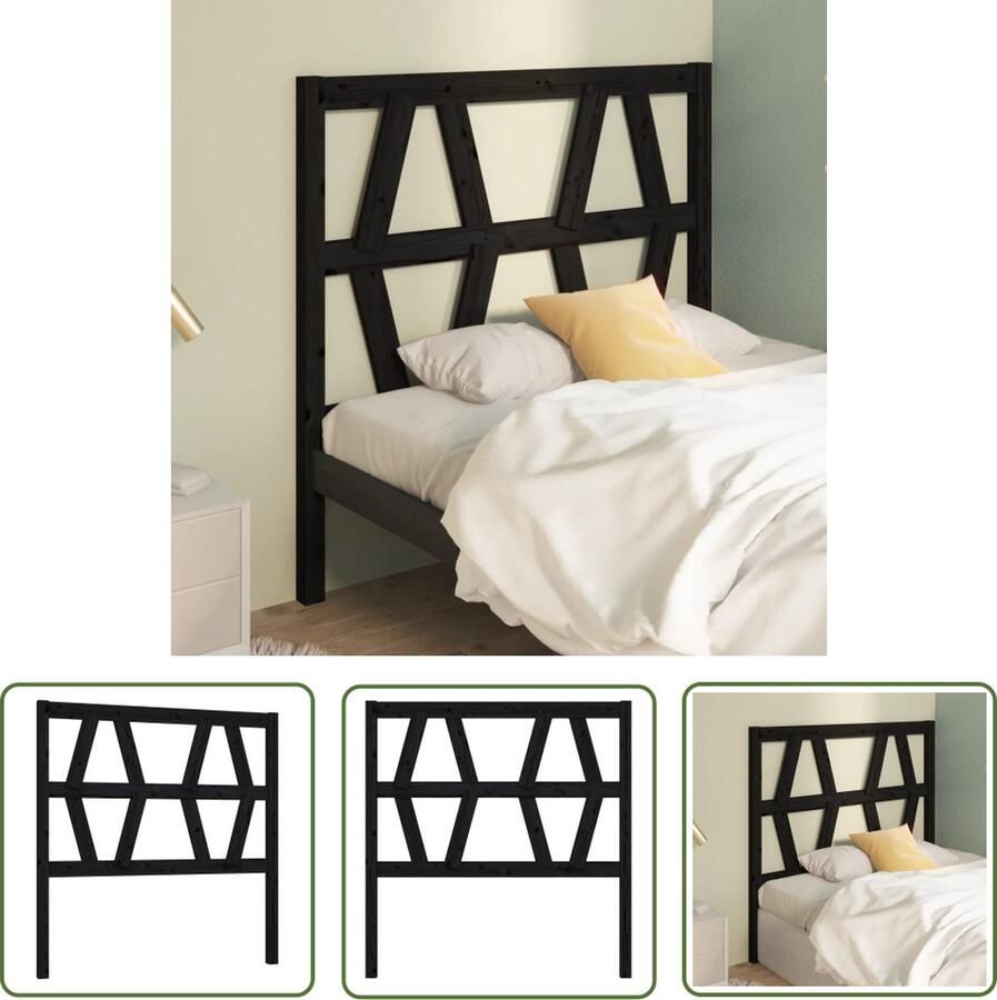 The Living Store Houten Hoofdeinde Zwart 96 x 4 x 100 cm Trendy design Hoofd Bord Hoofdeinde Houten Hoofdbord Black Headboard Houten Meubels