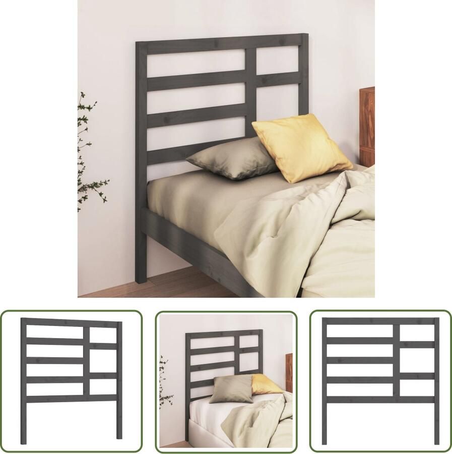 The Living Store Houten Hoofdeinde Grijs 96 x 4 x 104 cm Klassieke Uitstraling Hoofd Bord Hoofdeinde Houten Hoofdbord Beddecoratie Slaapkamervloerisolatie