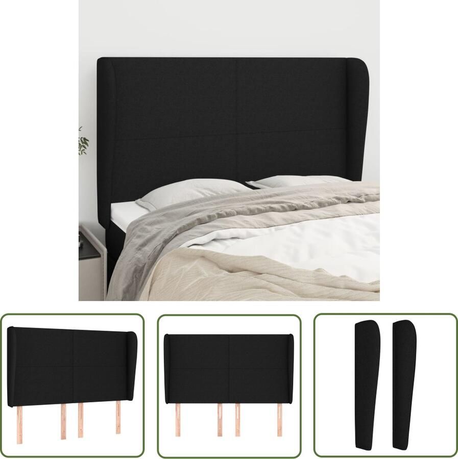 The Living Store Hoofdeind Klassiek Trendy Ontwerp Zwart 147 x 23 x 118 128 cm Hoofd Bord Hoofdeinde Klassiek Hoofdbord Stoffen Hoofdbord Zwarte Hoofdbord