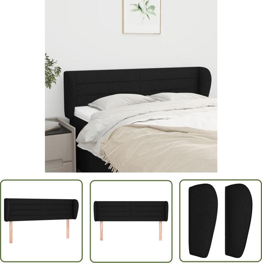 The Living Store Hoofdbord Bed 147 x 23 x 78 88 cm Zwart Polyester Hoofd Bord Hoofdeinde Beddecoratie Zwarte Hoofdbord Stoffen Hoofdbord