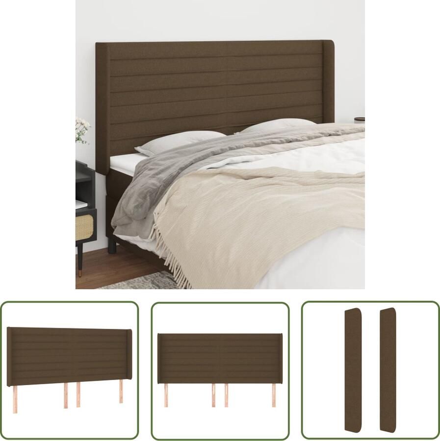 The Living Store Hoofdeind Donkerbruin 163x16cm Trendy Ontwerp Duurzaam Stof Stevige Houten Poten Hoofd Bord Hoofdeinde Beddecoratie Donkere Meubels Stoffen Hoofdborden