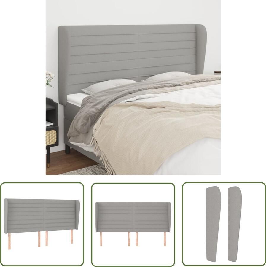 The Living Store Hoofdeind Bed Lichtgrijs 183 x 23 x 118 128 cm Trendy ontwerp Hoofd Bord Hoofdeinde Beddecoratie Slaapkamers Grijs Meubilair