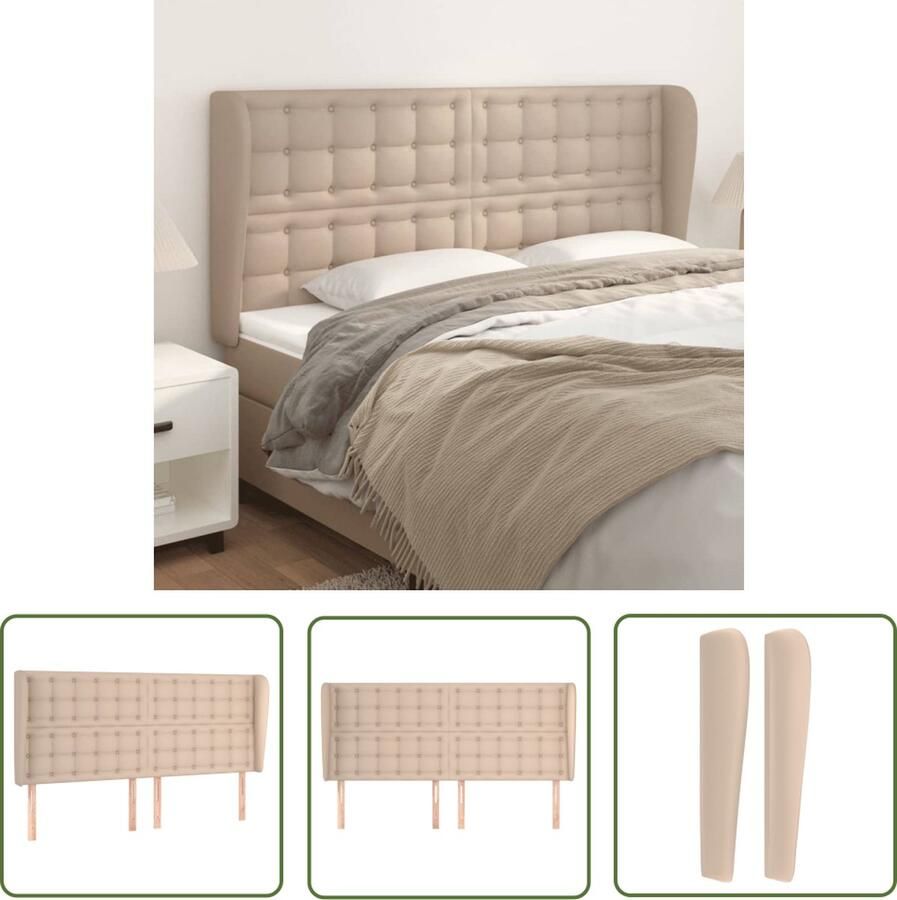 The Living Store Hoofdbord met randen 183x23x118 128cm kunstleer cappuccinokleur Hoofd Bord Hoofdkussen Kapstok Bedroom Decoratie Bruine Meubels - Foto 2