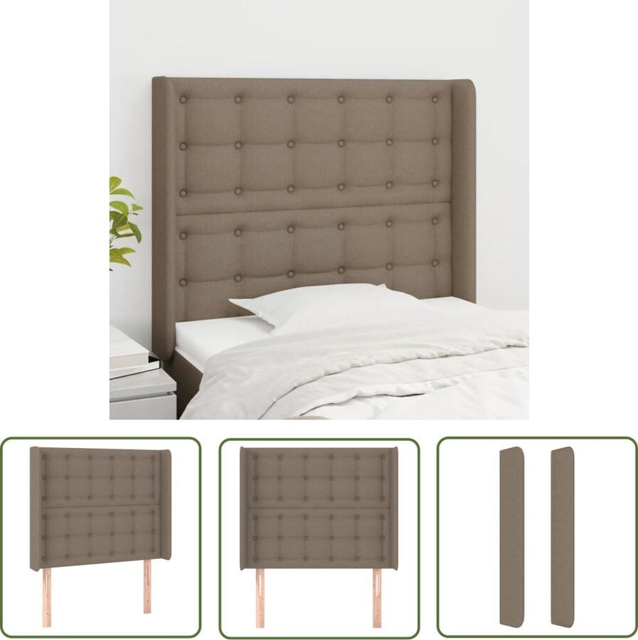 The Living Store Hoofdeind Bed Taupe 83x16x118 128 cm Stof Houten Poten Hoofd Bord Hoofdeinde Beddecoratie Stoffen Hoofdbord Taupe Kleur