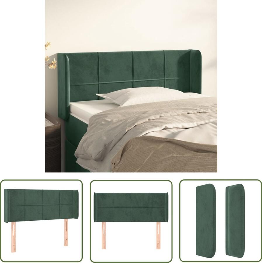 The Living Store Hoofdbord met randen 83x16x78 88 cm fluweel donkergroen Hoofd Bord Hoofdeinde Beddecoratie Velvet Groen