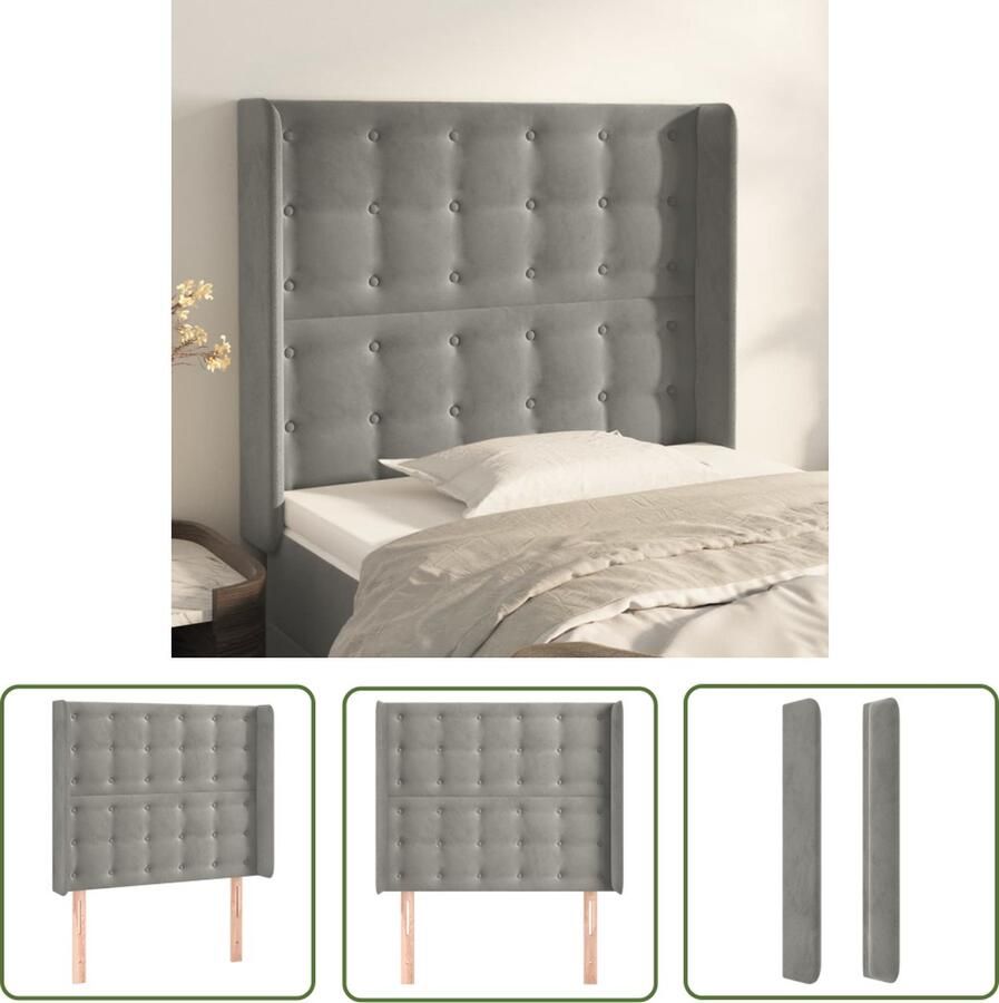 The Living Store Hoofdeind Classic Bedombouw 93x16x118 128 cm Zacht fluweel Hoofd Bord Hoofdeinde Beddecoratie Klassiek Hoofdbord Fluweel Hoofdbord