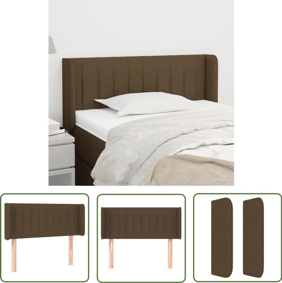 The Living Store Hoofdbord met randen 93x16x78 88 cm stof donkerbruin Hoofd Bord Hoofdeinde Beddecoratie Donkere Meubels Stoffen Hoofdborden