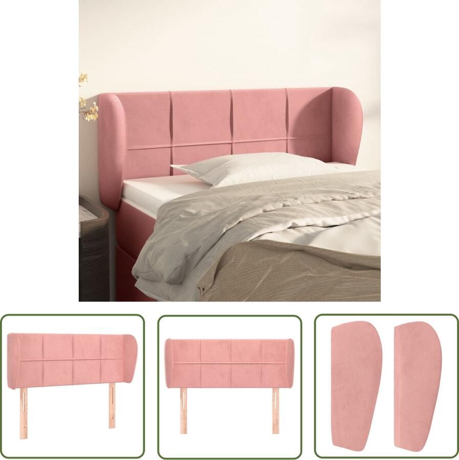 The Living Store Hoofdbord met randen 93x23x78 88 cm fluweel roze Hoofd Bord Hoofdeinde Beddecoratie Velvet Roze