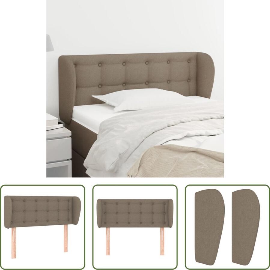 The Living Store Hoofdeind Classic Stof 93 x 23 x 78 88 cm Verstelbare hoogte Taupe Hoofd Bord Hoofdeinde Beddecoratie Stoffen Hoofdbord Beige Hoofdbord