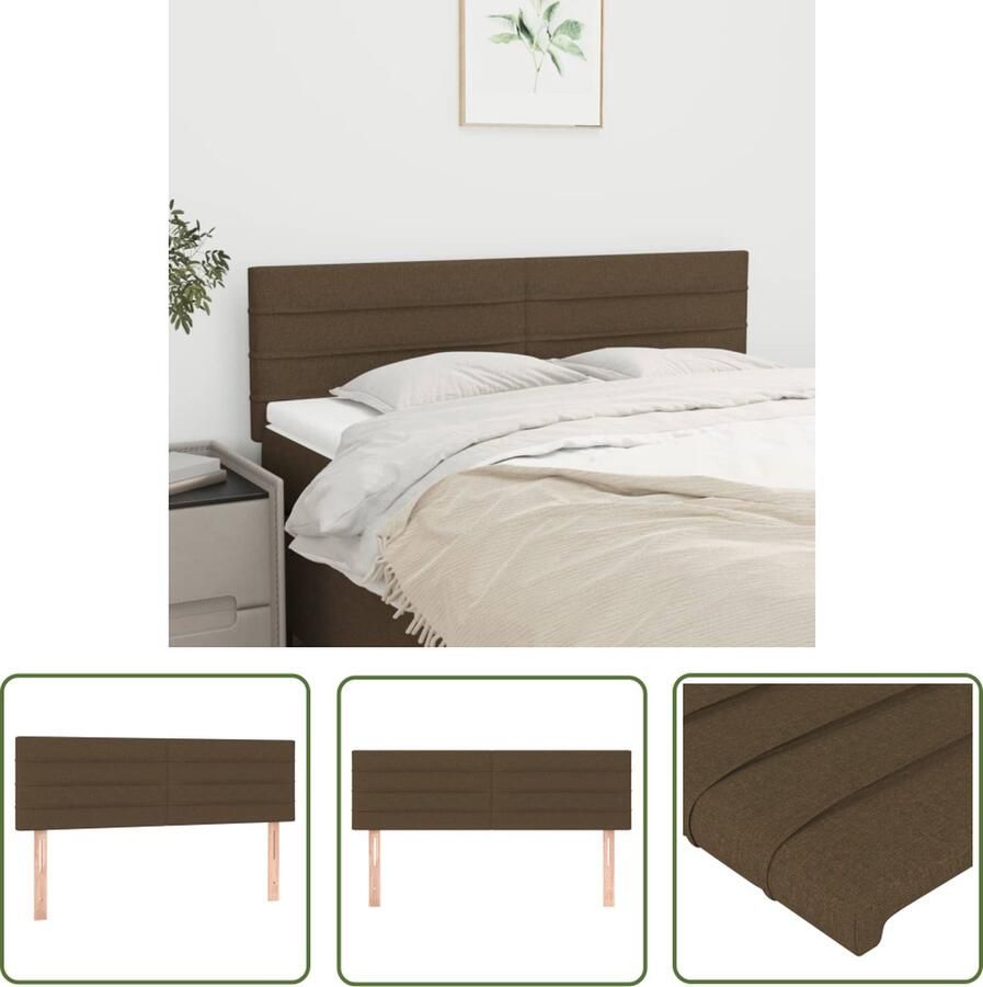 The Living Store Hoofdborden 2 st 72x5x78 88 cm stof donkerbruin Hoofd Bord Hoofdeinde Beddengoed Slaapkamers Interieurdecoratie